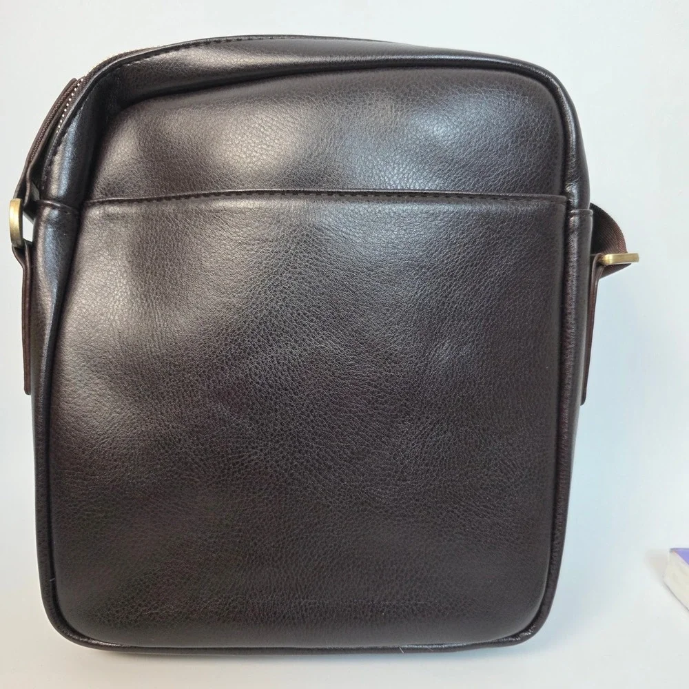Leathario Mens Vegan‎ Leather Messenger Bag Brown Crossbody Shoulder Travel Bag